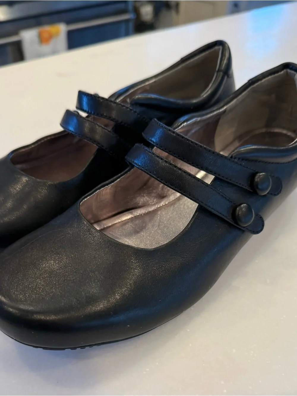 Ecco Women’s Double Strap Mary Jane Flats Black Leather Sz US 8-8.5 EU 39